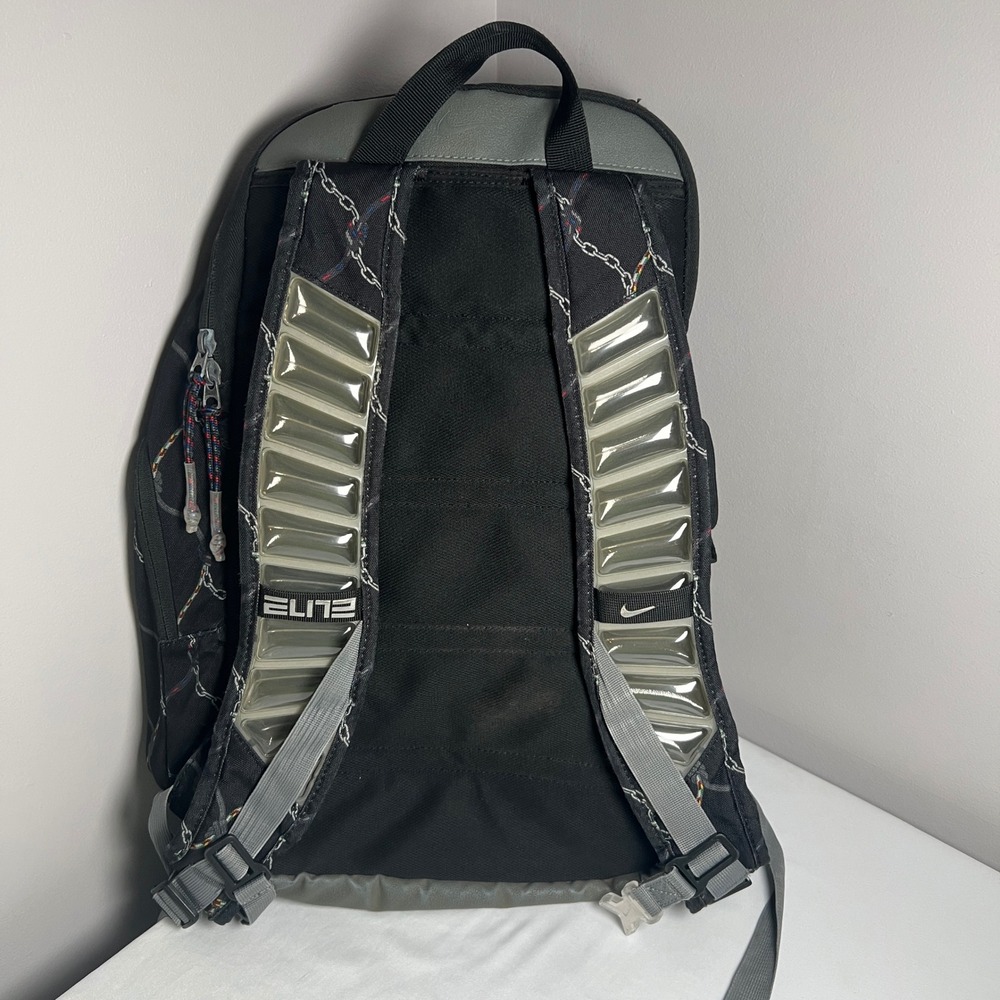 Nike Elite Backpack Mens Large Black Gray Chain Link Net Print Max Air Straps - Picture 3 of 9
